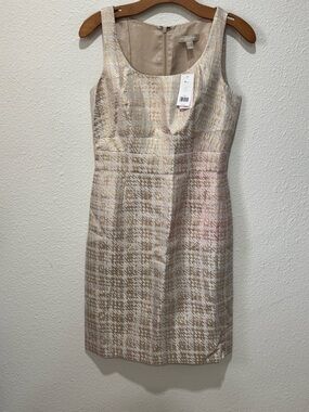 Banana Republic Neutral Gold Houndstooth Sheath Dress